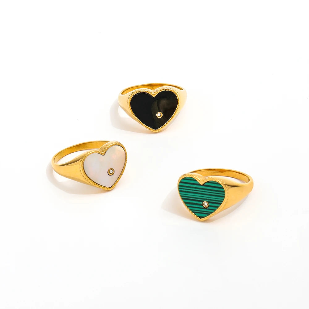 Heart Ring Gold Plated Waterproof Tarnish Free Hypoallergenic KESLEY Jewelry Enamel Color