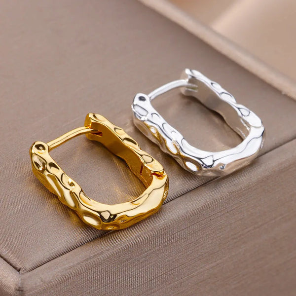 Stainless Steel Hoop Earrings for Women Luxury Gold Plated Earrings