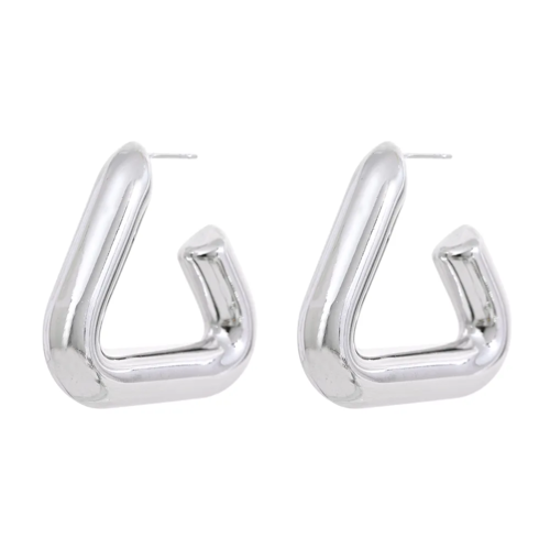 Yhpup Stainless Steel Triangle Hoop Earrings Chunky Metal Texture