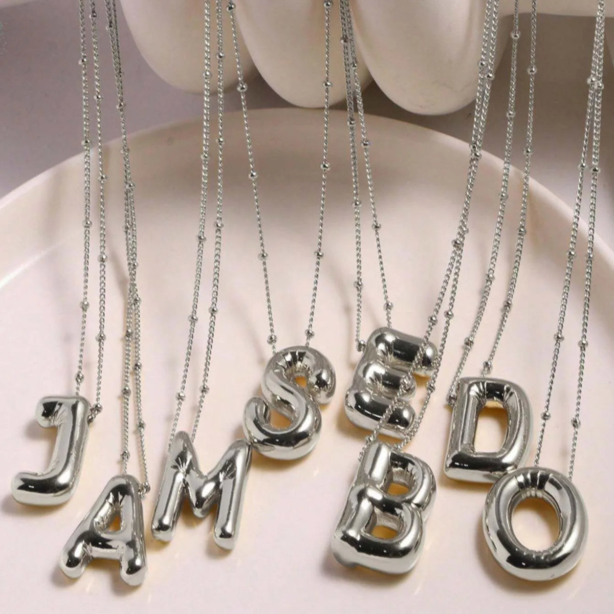 Initial Bubble Letter Necklace Luxury Tarnish Free Jewelry Unisex Name Personalized Necklaces KESLEY