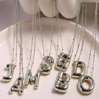 Name Bubble Letter Initial Necklaces Luxury Waterproof Gold Plated Balloon 26 Letter Jewelry Unisex KESLEY