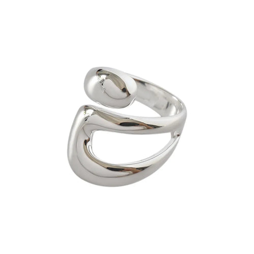 ANDYWEN 925 Sterling Silver Big Thick Geometric Irregular Ring