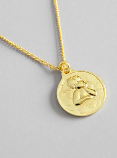 Gold necklace 18k gold plated by KesleyBoutique.com, Girlwith3jobs, Sterling Silver Angel Coins Necklace, Gift Ideas, Gifts for her, Jewelry, Popular Necklaces, Coin necklace  