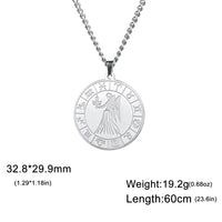 Zodiac Necklaces 12 Constellations Pendants Necklace For Women Men Stainless Steel Jewelry