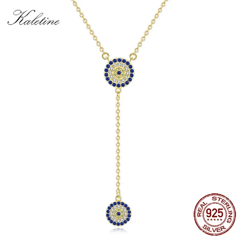 KALETINE Lucky Evil Eye Charm Necklace for Women Sterling 925 Silver