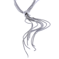 KESLEY Lariat Tassel Fringe Necklace 2024 Popular Stainless Steel Sweater Chain Long Pendant Necklace