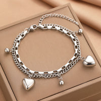 Stainless Steel Bracelets Vintage Elegant Heart Pendant Chain Fashion