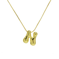 Name Bubble Letter Initial Necklaces Luxury Waterproof Gold Plated Balloon 26 Letter Jewelry Unisex KESLEY