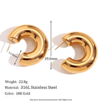 KESLEY  Chunky Hoop Earrings Waterproof 18K Gold Plated  Stainless Steel PVD Hollow Design Chunky Bold Gold Earrings