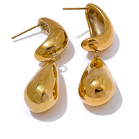 KESLEY Ball Earrings Dome Drop Style Waterproof Charm Stainless Steel Water Drop Teardrop Dangle Earrings
