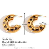 KESLEY  Chunky Hoop Earrings Waterproof 18K Gold Plated  Stainless Steel PVD Hollow Design Chunky Bold Gold Earrings