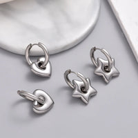 Star Charm Hoop Earrings Waterproof Chunky Classic Stainless Steel Heart Hoop Earrings KESLEY