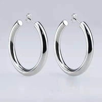 30/40/50mm C Shape Stainless Steel Hoop Earrings for Women Classic 14K Plated Hypoallergenic Waterproof Jewelry