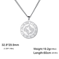 Zodiac Necklaces 12 Constellations Pendants Necklace For Women Men Stainless Steel Jewelry