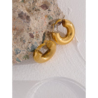 KESLEY  Chunky Hoop Earrings Stainless Steel Golden Minimalist Hoop Earrings Waterproof Hypoallergenic