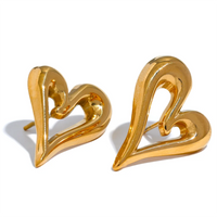 Yhpup 316l Stainless Steel Heart Love Hollow Stud Earrings Prevent