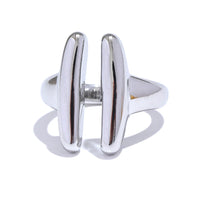 Yhpup Waterproof 316L Stainless Steel Minimalist Geometric Open Ring