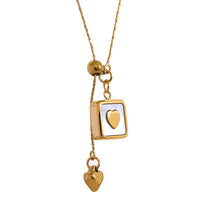 KESLEY Stylish Square Heart Shell Pendant Stainless Steel Romantic