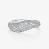 DPLAOPA 100% 925 Sterling Silver Geometric Full Zircon Pave Women Ring