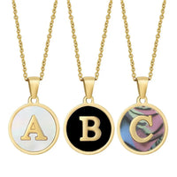 Initial Letter Necklaces Round Pendant Trending  Stainless Steel 18k Gold Chain Necklace Jewelry For Women