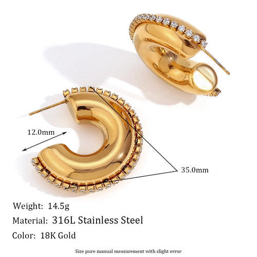 KESLEY  Chunky Hoop Earrings Waterproof 18K Gold Plated  Stainless Steel PVD Hollow Design Chunky Bold Gold Earrings