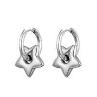 Star Charm Hoop Earrings Waterproof Chunky Classic Stainless Steel Heart Hoop Earrings KESLEY