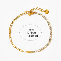 Cz stone Half tennis chain bracelet stainless steel bracelets for