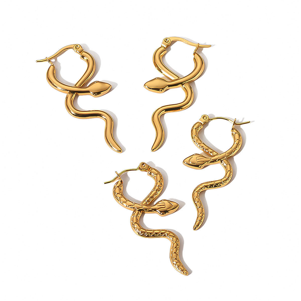 Snake Hoop Earrings 18K Gold plated stainless steel  Snake Hoops Waterproof Jewelry