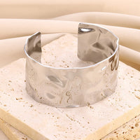 Vintage Smooth Irregular Twist Wide Bracelets For Women Gold Color