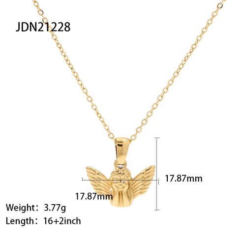 KESLEY  Angel Jewelry Waterproof Hypoallergenic Stainless Steel Angel Pendant Necklace Chain Jewelry Gold