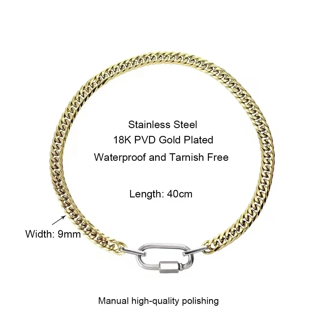 Thick Chunky Chain Necklace Stainless Steel Waterproof Luxury High Grade KESLEY