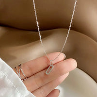 Real 925 Sterling Silver Crystal Geometric Choker Necklace Pendant for