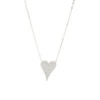 Heart Necklace 925 Sterling Silver Pave Cubic Zirconia Hypoallergenic Women's Jewelry KESLEY