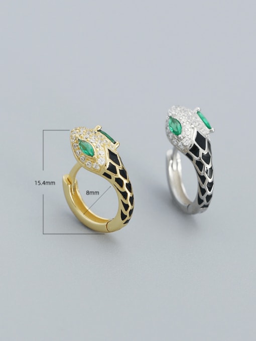 Black Suit Green Eyes Diamond CZ .925 Sterling Silver 18k Gold Plated Waterproof Earrings