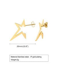 Gold Star Spike Earrings, 18K Gold Plated