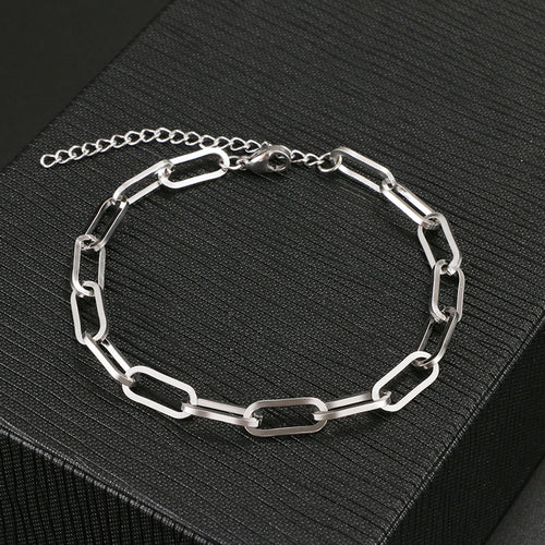 Stainless Steel Bracelets Fashion Paperclip Link Chain Light Luxury