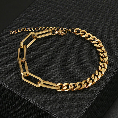 Stainless Steel Bracelets Fashion Paperclip Link Chain Light Luxury