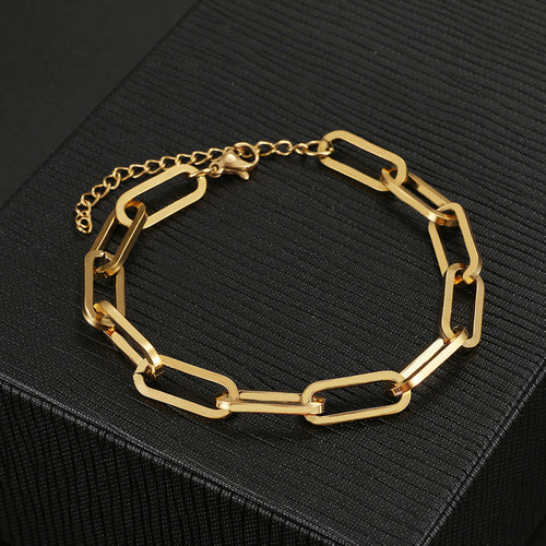 Stainless Steel Bracelets Fashion Paperclip Link Chain Light Luxury