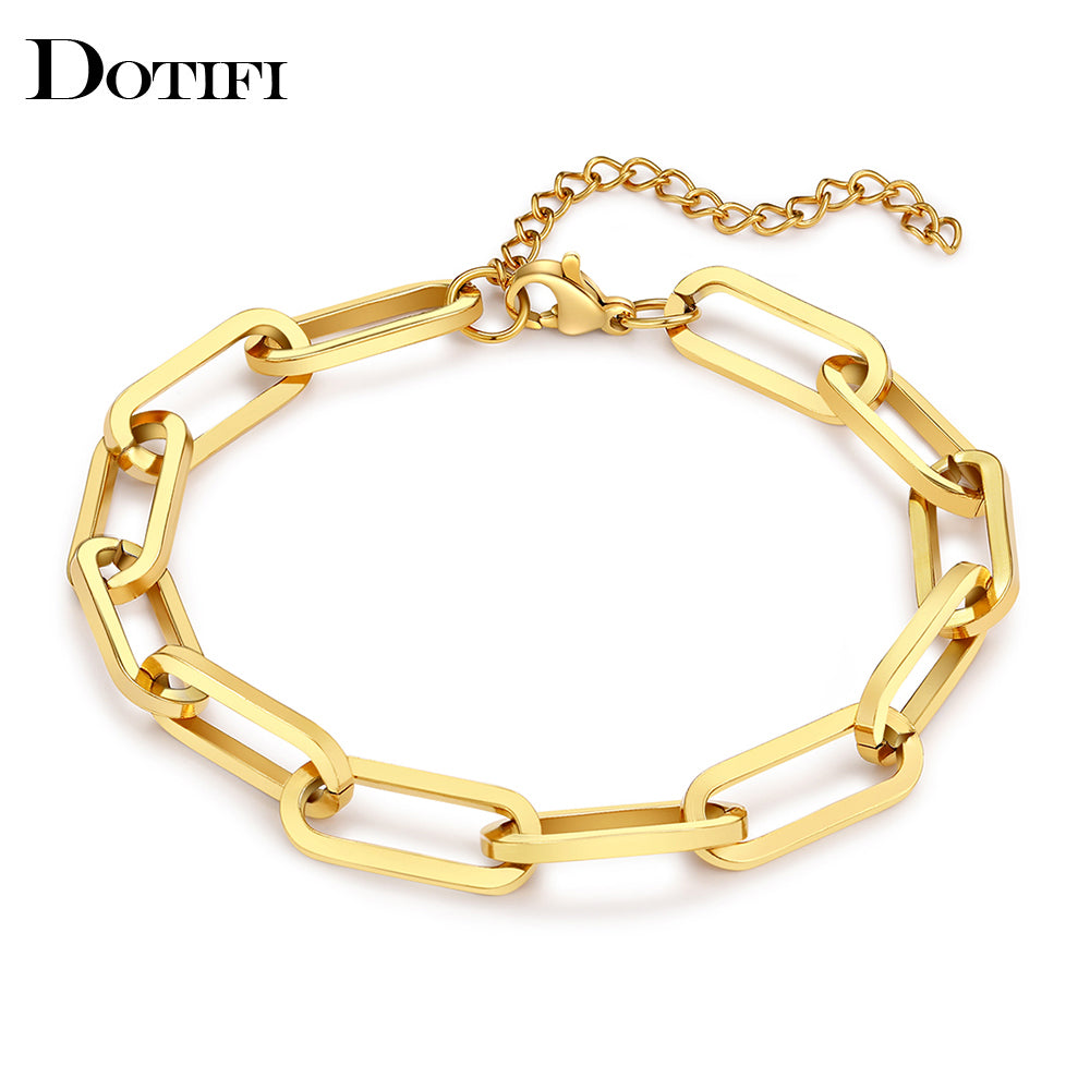 Stainless Steel Bracelets Fashion Paperclip Link Chain Light Luxury