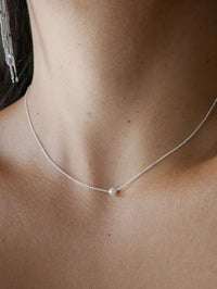 Tiny Freshwater Pearl .925 Sterling Silver Hypoallergenic Short Necklace