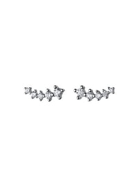 Tiny Stud Earrings, 925 Sterling Silver Cubic Zirconia Ear Crawler Effect Dainty Stud Earrings