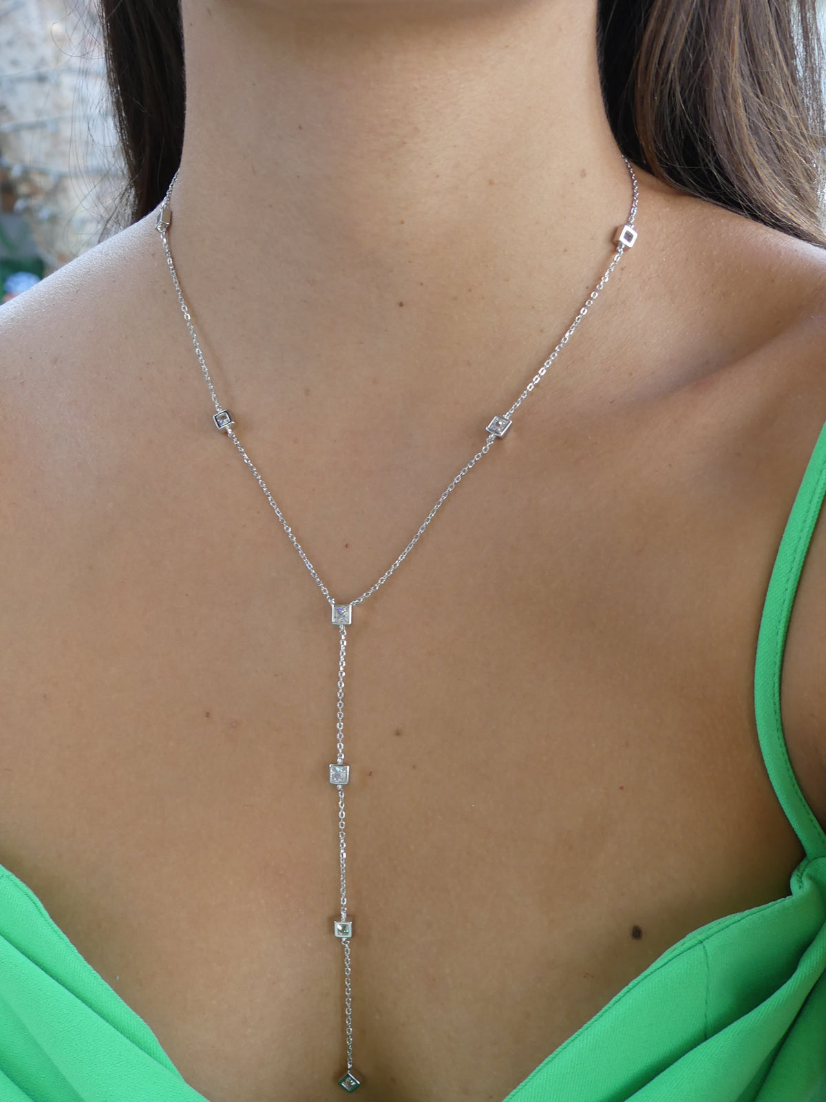 Lariat Necklace,  .925 Sterling Silver Luxury KESLEY Long Necklaces