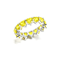 Heart ring AND yellow diamond-ring band sterling silver waterproof statement heart rings - eternity statement rings with yellow diamonds canary white gold  designer inspired. Gift ideas. things to do in Miami, famous jewelry store trending on instagram and tiktok, influencer style, Miami, brickell,Kesley Boutique Miami
