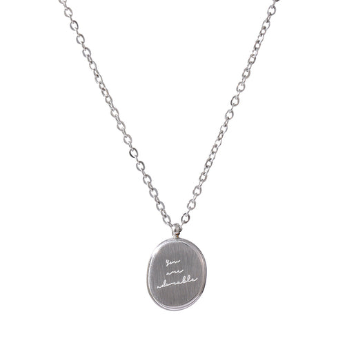 KESLEY You are Adorable Necklace Fashion Stainless Steel Round Pendant Necklace Statement 18 K