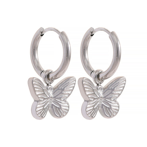 KESLEY Gold Butterfly Dangle Hoop Earrings Stainless Steel Jewelry Waterproof Hypoallergenic Dangle Charm Earrings