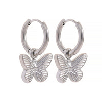 KESLEY Gold Butterfly Dangle Hoop Earrings Stainless Steel Jewelry Waterproof Hypoallergenic Dangle Charm Earrings