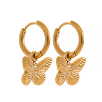 earrings, nice earrings, butterfly earrings, gold plated earrings, gold plated jewelry, dangle butterfly earrings, cute earrings, cheap earrings, cheap jewelry, viral jewelry, kesley jewelry 