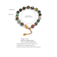 Yhpup Indian Agate Natural Stone Beads Chain Men Bracelet Bangle