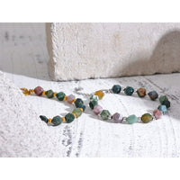 Yhpup Indian Agate Natural Stone Beads Chain Men Bracelet Bangle