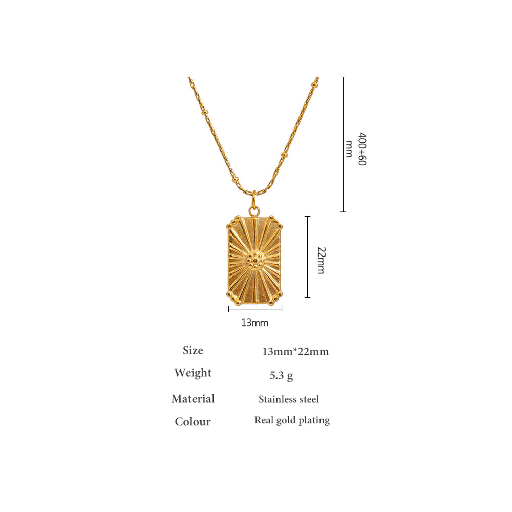 KESLEY Stainless Steel Necklace Jewelry 18 K Pvd Plated Metal Square Pendant Necklace Waterproof Hypoallergenic Fashion Jewelry